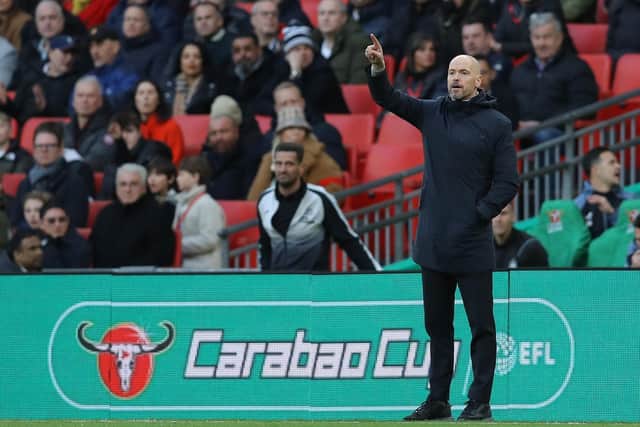 Erik ten Hag, Manager of Manchester United during the Carabao Cup match at Wembley Stadium, London.