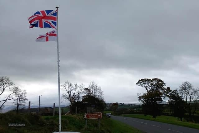 The Union Flag was erected again on Tuesday night after being cut down.