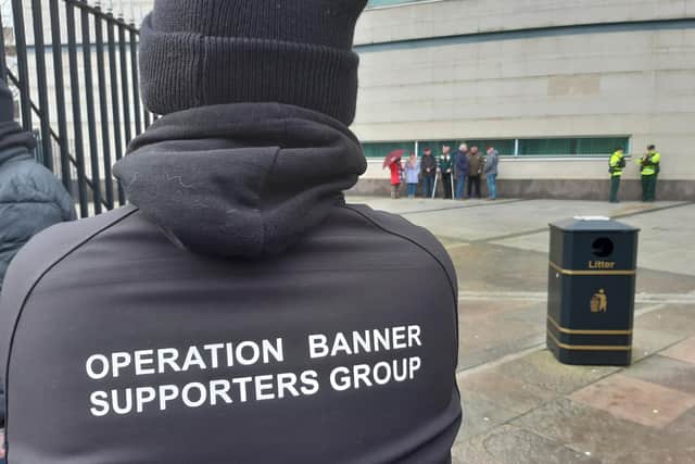 Op Banner Supporters Group at Laganside court in Belfast