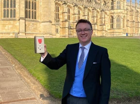 The Radio Ulster presenter Richard Yarr at Windsor Castle on Valentine's Day earlier this year where he was awarded the MBE was for Services to Music in Northern Ireland, presented by His Majesty The King at Windsor on February 14 2023