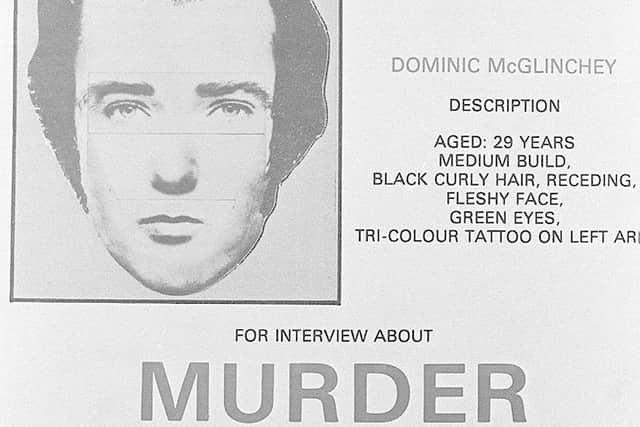 Wanted posters of Dominic McGlinchey being put up by the RUC, July 1983
