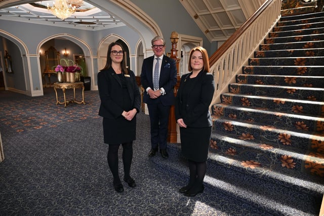 Niamh Rice, spa manager of The Spa at Culloden, James McGinn, managing director of Hastings Hotels and Stacey Hooper, manager of the Cultra Inn are pictured as the Culloden Estate & Spa announces the completion of a £600,000 upgrade and the launch of a refreshed visual brand identity