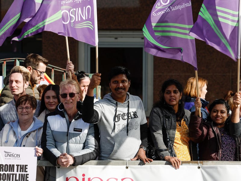 Health workers at the Mater Hospital, Belfast, have went out on strike today as part of the ongoing pay dispute. Photo by Press Eye