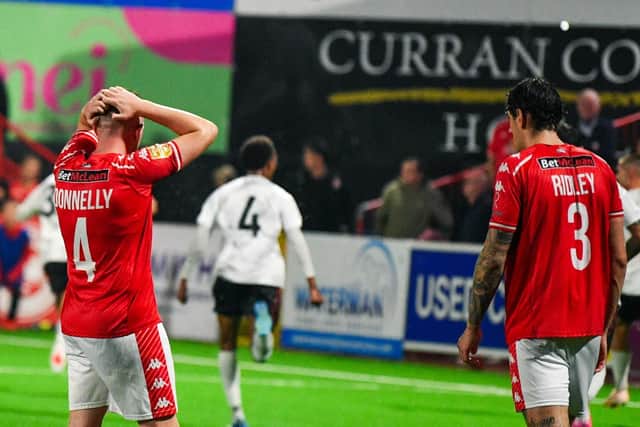 Lincoln Red Imps defeated Larne in a dramatic Conference League play-off. (Photo by Andrew McCarroll/Pacemaker Press)