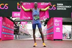 Sir Mo Farah after finishing the Men's elite race during the TCS London Marathon.