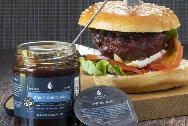 Based at Richhill, near Portadown, Burren Balsamics unveiled highly novel foods aimed at international airlines, cruise operators and rail companies at the massive
World Travel Catering and On board Services Expo (WTCE) in Hamburg, the biggest and most influential show of its type in the world this year. Pictured is the handy sachets of sauces specially for burgers