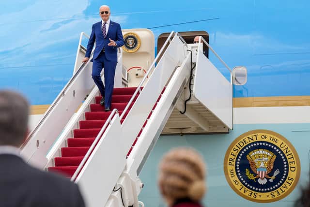 Image of Joe Biden dismounting an aircraft, from White House Twitter feed this week
