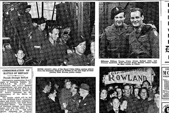 Pictures which appeared in the News Letter of some of the prisoners-of-war who had returned to Northern Ireland from the Korean War in September 1953. Picture: News Letter archives/Darryl Armitage