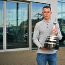 Linfield’s Kyle McClean outside Audi Belfast after he receives the Ulster Footballer of the Year. PIC: Andrew McCarroll/Pacemaker Press