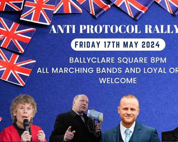 Ballyclare anti-protocol rally poster