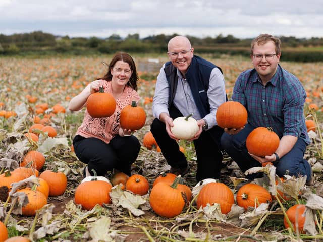 Gilfresh account and marketing manager Anne Mac Oscar, Nigel Doherty, produce buying manager at Tesco NI and Gilfresh farm manager Richard Gilpin.