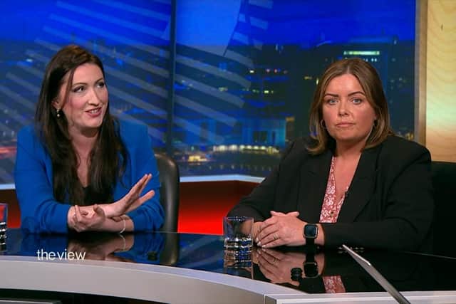 Emma Little-Pengelly, next to Deirdre Hargey on BBC1's The View