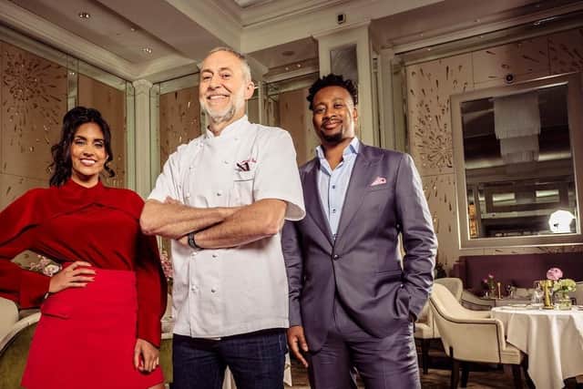 Ravneet Gill, Michel Roux Jr and Mike Reid
