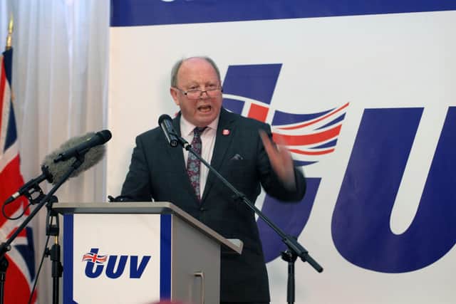 Jim Allister speaks at his TUV party conference in Cookstown