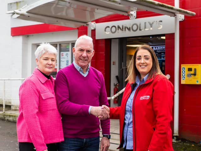 Northern Ireland retailers, Martin and Fiona Connolly, who own and run Connolly’s Spar  in Downpatrick, have announced the closure of their store after 27 years of serving their local community. Pictured are Fiona and Martin Connolly with Lisa McKee, store manager at the new Eurospar Downpatrick