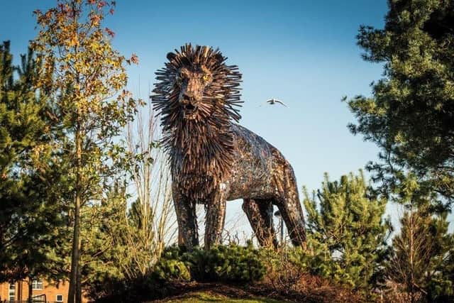 The sculpture of Aslan from the Chronicles of Narnia in east Belfast. Reading CS Lewis, creator of the Chronicles of Narnia, has been flagged by a UK anti-terrorism unit as a potential sign of ‘far-right extremism’