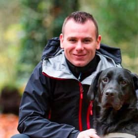 Ryan Gray and Max the dog