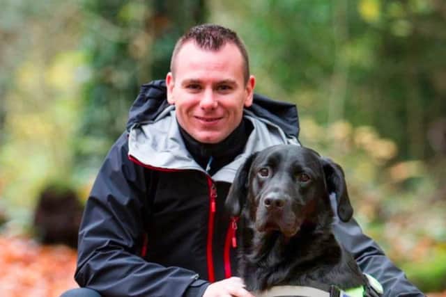 Ryan Gray and Max the dog
