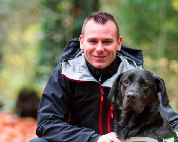 Ryan Gray and Max the dog
