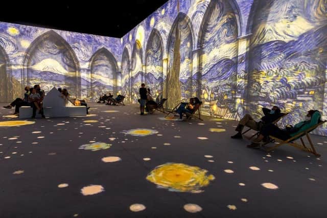 Viewers can almost become part of this virtual reality and complex digital mapping of Van Gogh's paintings that bring his intense use of colour and love of landscape to intense, burning life