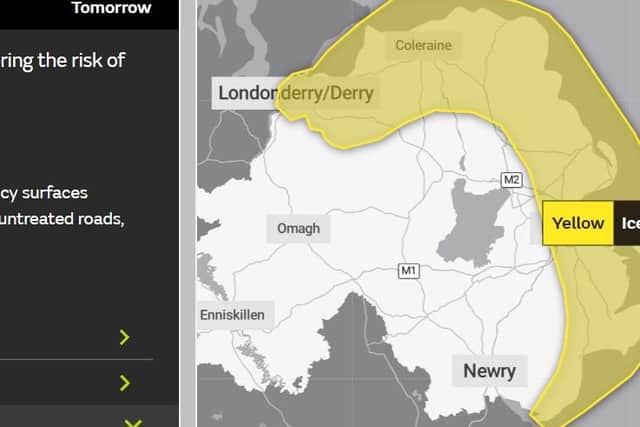 Yellow weather warning for ice