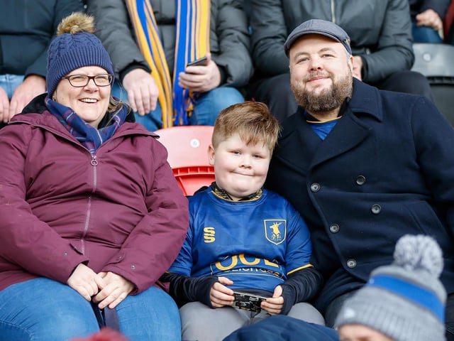 Mansfield Town fans in the stands ahead of the 1-1 draw at Newport County.