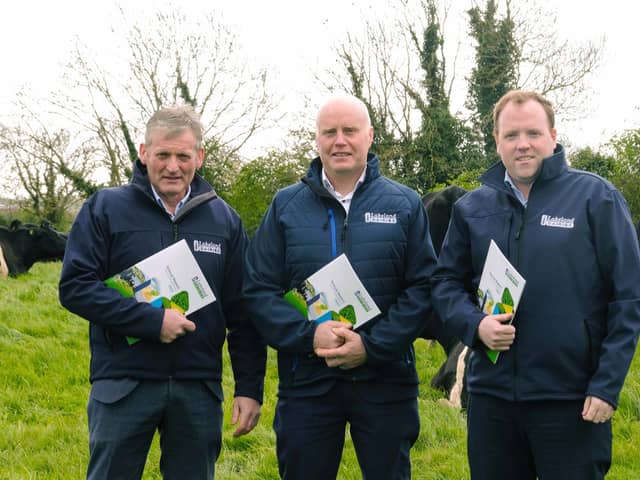 Lakeland Dairies reports 2023 financial results. Pictured are Niall Matthews, chairperson with vice-chairperson Keith Agnew and Colin Kelly, Group CEO, Lakeland Dairies