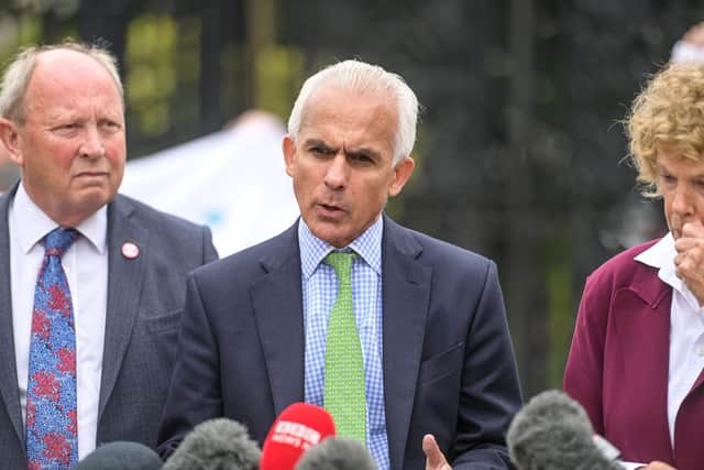 The former Brexit Party Ben Habib outside the High Court in Belfast in 2021 for a legal challenge to the Irish Sea border.  A businessman, he writes: "W​ith a rate of corporation tax double that of the Republic, Northern Ireland has been bleeding competitiveness"