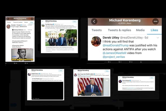 Some of the tweets university governor Michael Korenberg 'liked', leading to him and the university severing ties in 2020