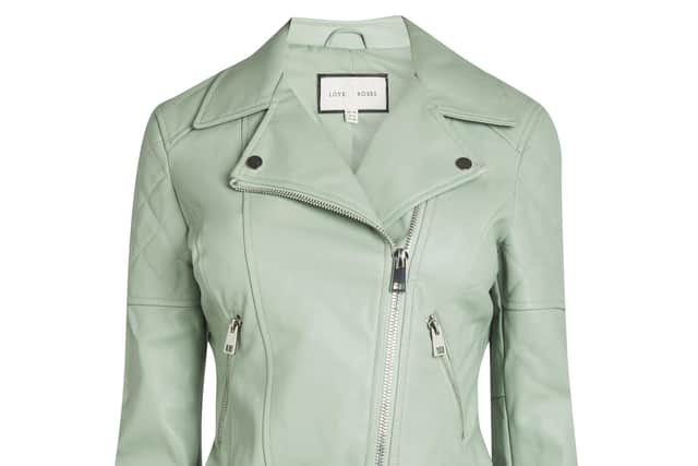 Love & Roses Sage Green Faux Leather Biker Jacket, £59, available from Next.