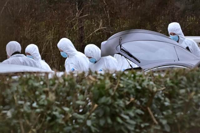 Forensics at the scene of the attempted murder DCI John Caldwell in Omagh
