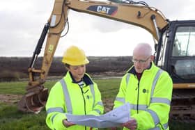 Sinn Fein Infrastructure Minister Kimmins pictured with Seamus Keenan, DfI Roads, at the A5. She said she is keen to see the A5 scheme progress without further delays. Photo: Dept of Infrastructure.