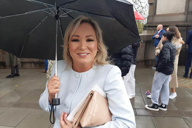 Michelle O'Neill leaves Westminster Abbey after the coronation service