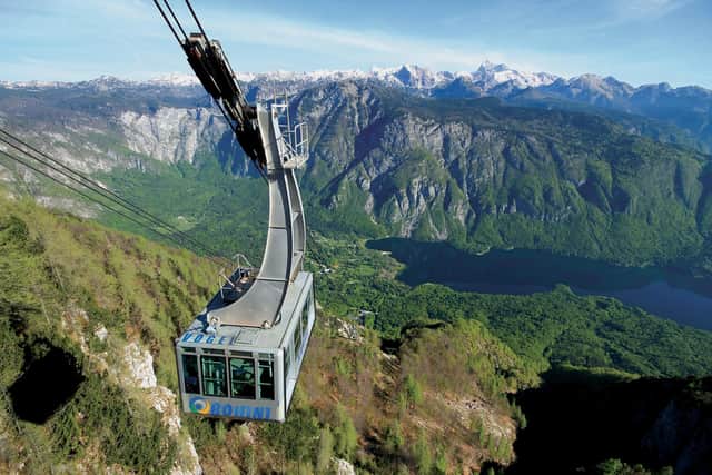 The cable car at Mount Vogel in Slovenia.