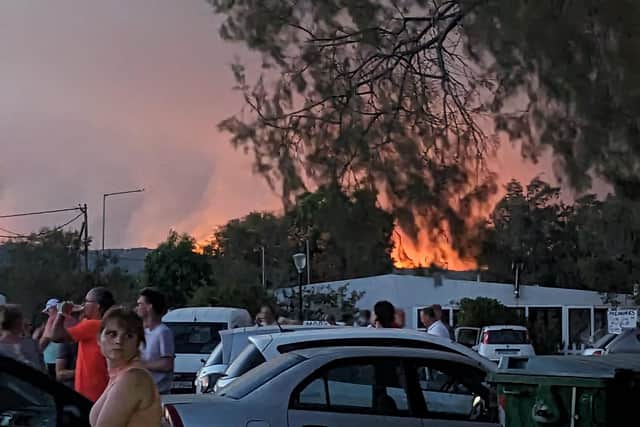 Photo by Conor Cullen of wildfires on the Greek island of Rhodes. Conor and Danielle Cullen took a holiday to Rhodes in Greece with their two daughters Chloe, 13, and Molly, 11, and were evacuated due to the wildfires, have said it was "hell" trying to get home.Photo Conor Cullen/PA Wire