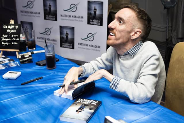 Author of The Weight of Progress Matthew Monaghan at his book launch at The Lansdowne Hotel, Belfast