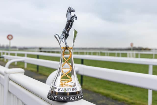 Northern Ireland student Ritik Tailor's award-winning design features a horse rising from a circular blood drop and will be presented to the winner of the Grand National 2024 at Aintree Racecourse next week