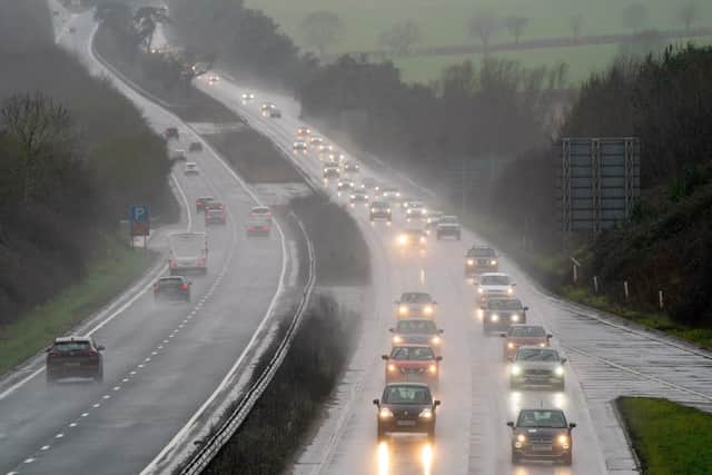 Heavy rain on motorway
