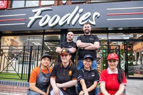 A brand-new concept eatery, Foodies has launched in Belfast amid a £1.2 million investment, creating 60 new jobs in the process. Pictured are Foodies managers Arun Ignea and Patrick Kennedy with staff