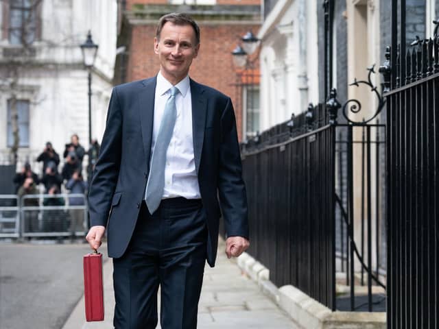 Chancellor of the Exchequer Jeremy Hunt leaves 11 Downing Street, London, with his ministerial box before delivering his Budget in the Houses of Parliament. Photo: Stefan Rousseau/PA Wire