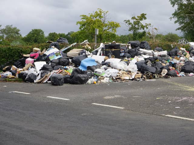 Rubbish dumped outside the New Line Amenity Site, Lurgan during the Armagh Banbridge Craigavon Council workers strike