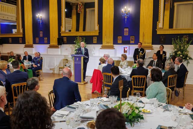 US President Joe Biden speaking at a state dinner at Dublin Castle, on day three of his visit to the island of Ireland. As we rightly welcome his visit  we should confront those who now outrageously claim that “there was no alternative” to IRA terror.  Photo: Julien Behal Photography/PA Wire