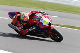 Andrew Irwin on the Honda Racing UK Fireblade in free practice at Silverstone on Friday. Picture: David Yeomans Photography