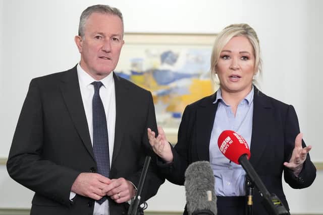 Conor Murphy and Michelle O'Neill on March 26, 2024