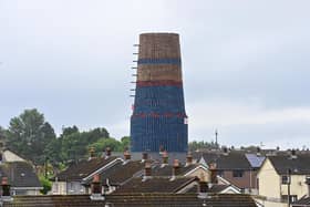 Preparations get underway at the Craigyhill Bonfire in Larne ahead of the Eleventh Night celebrations