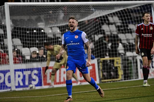 In-form Andy Ryan after scoring for Larne recently against Crusaders in the Sports Direct Premiership. (Photo by Colm Lenaghan/Pacemaker)