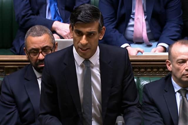Prime Minister Rishi Sunak making a statement about the Northern Ireland Protocol in the House of Commons in London on February 27, 2023