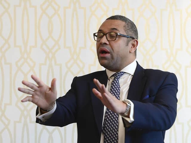 James Cleverly in Belfast in 2019. Now foreign secretary,  he has indicated that ‘Not for EU’ labels would be needed for food products across the UK. But DEFRA advice suggested that, for the first year at least, labelling will be required exclusively for goods coming to NI. Requirements for ‘box labels and retail premises signage’ will only ever apply here. A subtlety that was not part of the government’s spin.  Picture: Arthur Allison / Pacemaker Press.