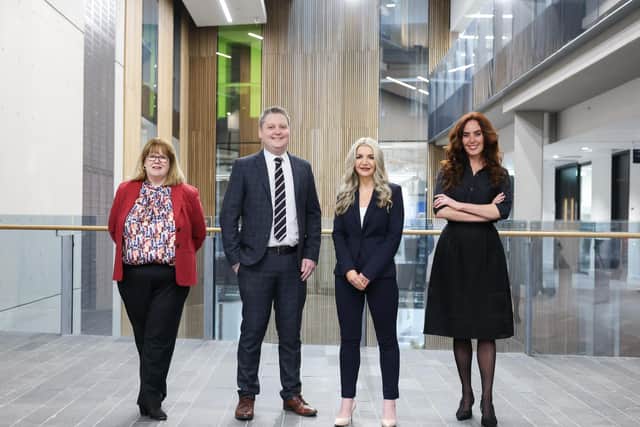 EPIC Futures NI co-directors pictured at Ulster University Belfast included are Deirdre Ward, director of work and wellbeing at Department for Communities, Mark Magill from Ulster University’s Economic Policy Centre, Kristel Miller, Ulster University Business School and Rachel Singleton, senior behavioural scientist at Department of Finance. Not pictured is co-director Graeme Wilkinson, director of skills at the Department for the Economy