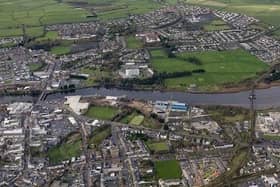 An aerial view of land controlled by Colerane Harbour Commission.